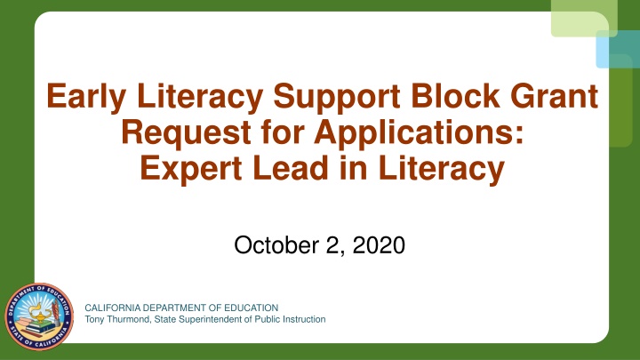 early literacy support block grant request n.w