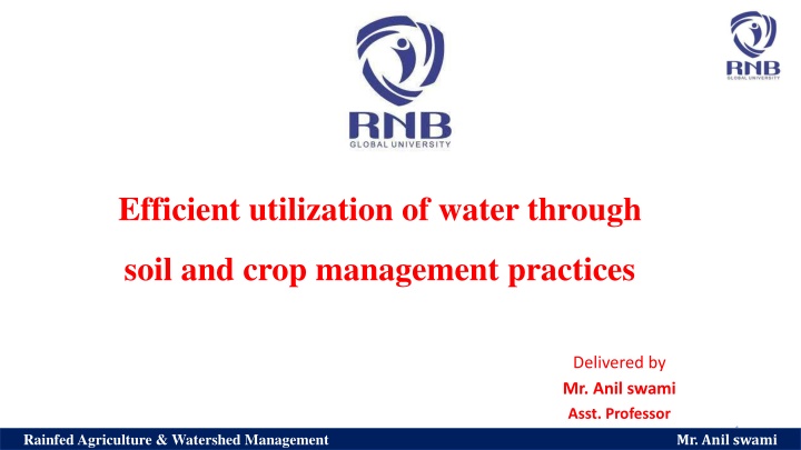 efficient utilization of water through n.w