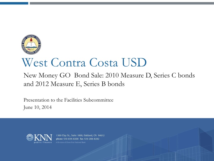 west contra costa usd new money go bond sale 2010 n.w