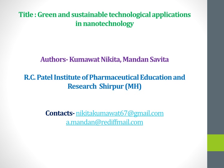 title green and sustainable technological n.w