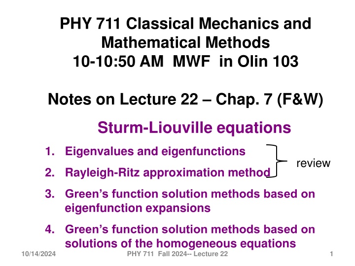 phy 711 classical mechanics and mathematical n.w