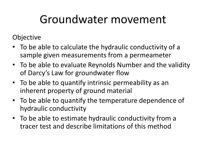 groundwater movement n.w