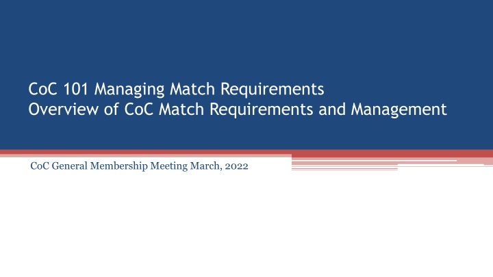 coc 101 managing match requirements overview n.w
