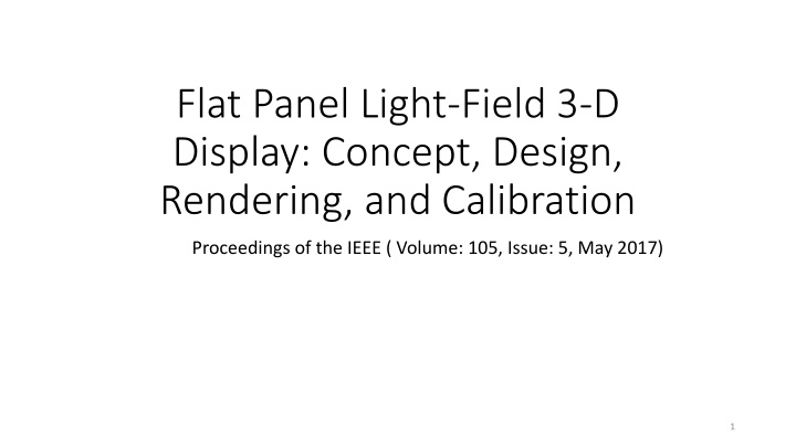 flat panel light field 3 d display concept design n.w