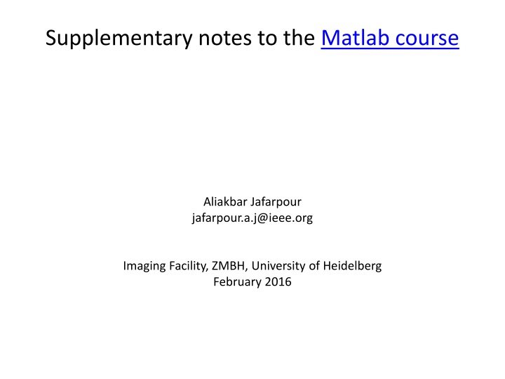 supplementary notes to the matlab course n.w