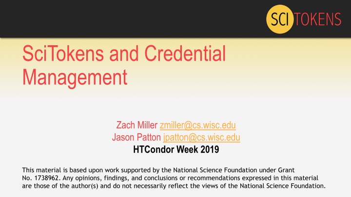 scitokens and credential management n.w