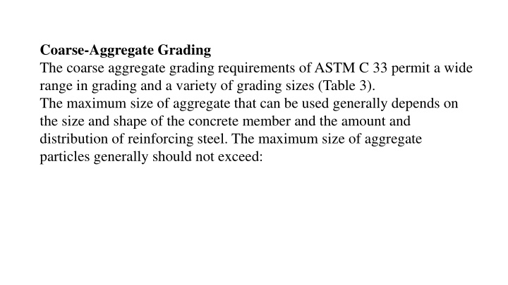 coarse aggregate grading the coarse aggregate n.w