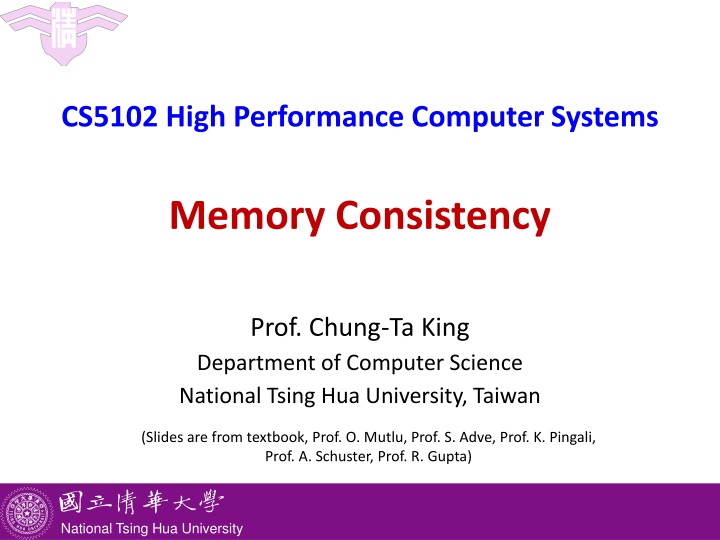 High Performance Computer Systems Memory Consistency