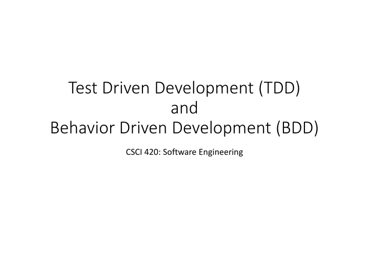 test driven development tdd and behavior driven n.w