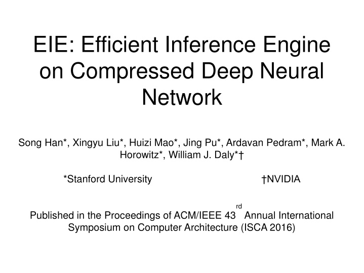 eie efficient inference engine on compressed deep n.w