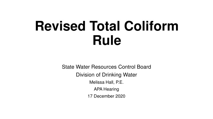 revised total coliform rule n.w