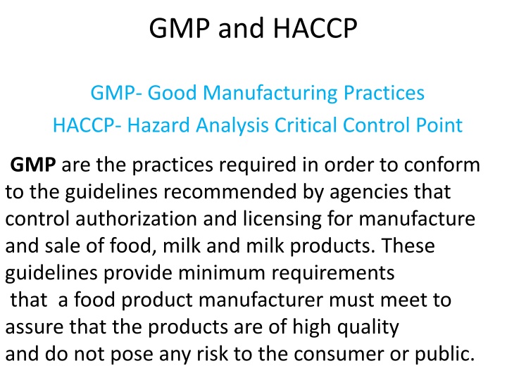 gmp and haccp n.w