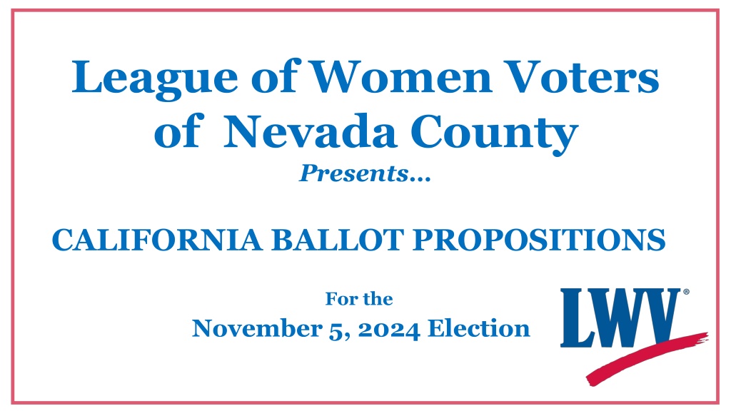 league of women voters of nevada county presents n.w