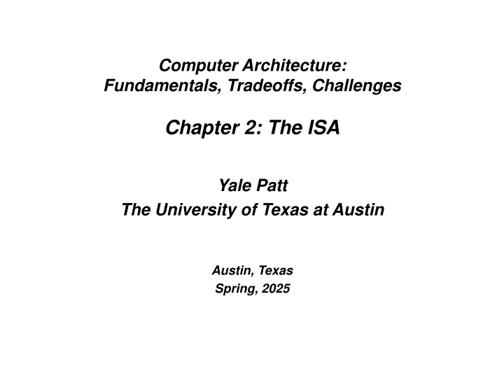 computer architecture fundamentals tradeoffs n.w
