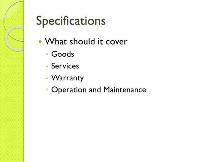 specifications n.w