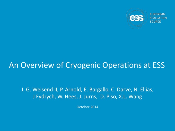 an overview of cryogenic operations at ess n.w