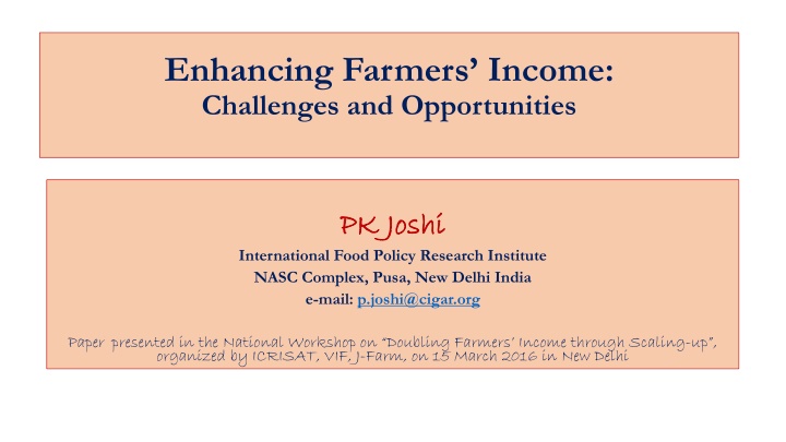 enhancing farmers income challenges n.w