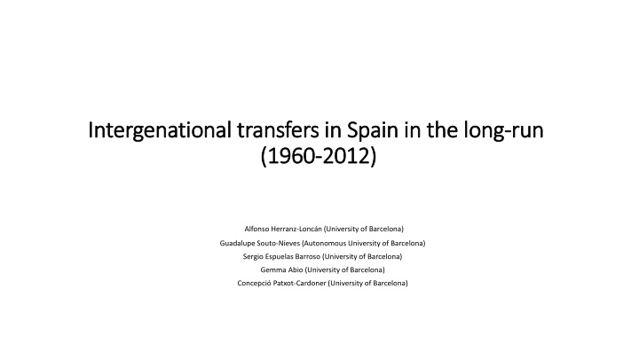 intergenational intergenational transfers n.w