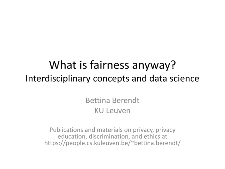 what is fairness anyway interdisciplinary n.w
