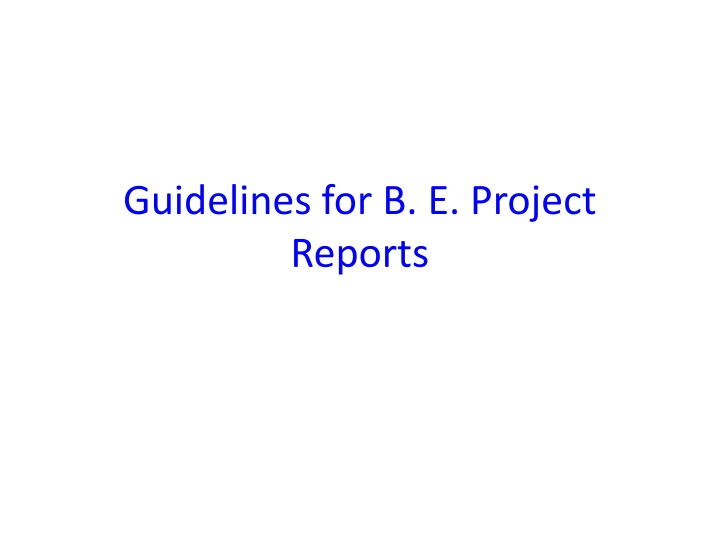 guidelines for b e project reports n.w