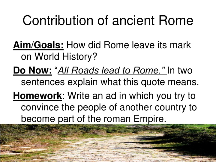 contribution of ancient rome n.w