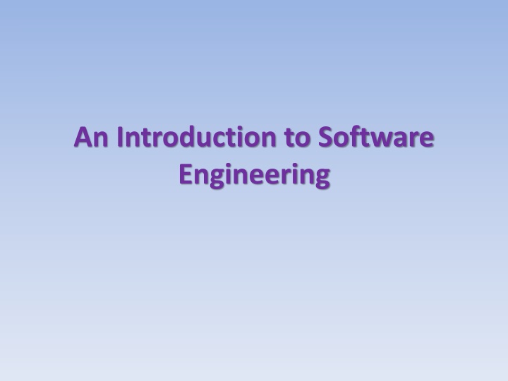 an introduction to software engineering n.w