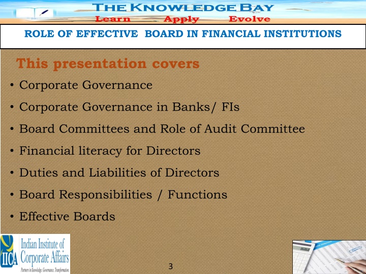 role of effective board in financial institutions n.w