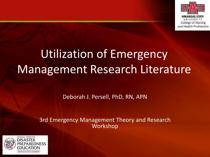 utilization of emergency management research n.w