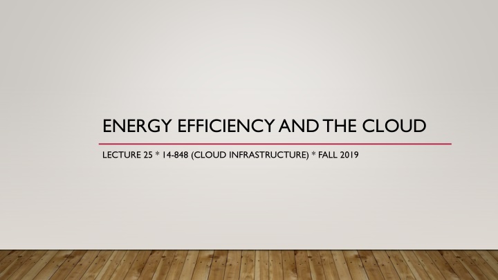 energy efficiency and the cloud n.w