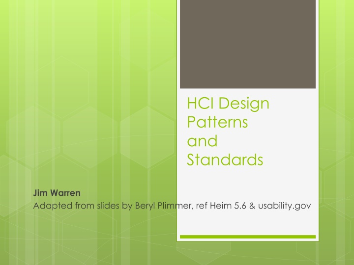 hci design patterns and standards n.w