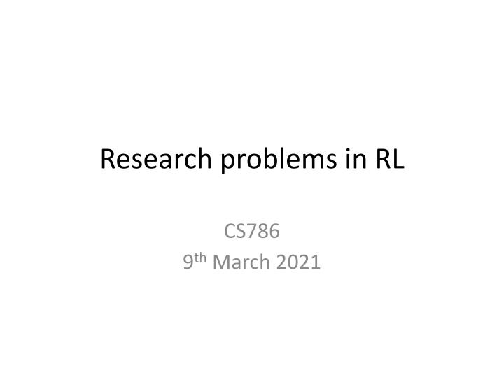 research problems in rl n.w