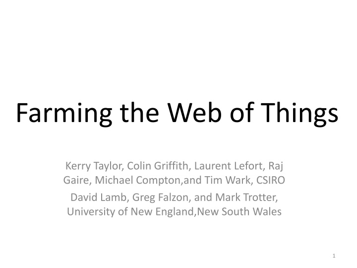 farming the web of things n.w