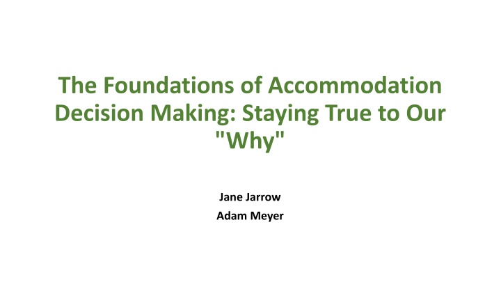the foundations of accommodation decision making n.w