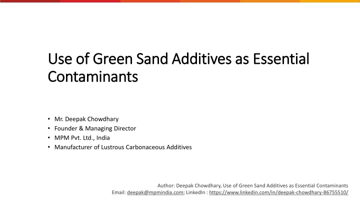 use use o of green sand f green sand additives n.w