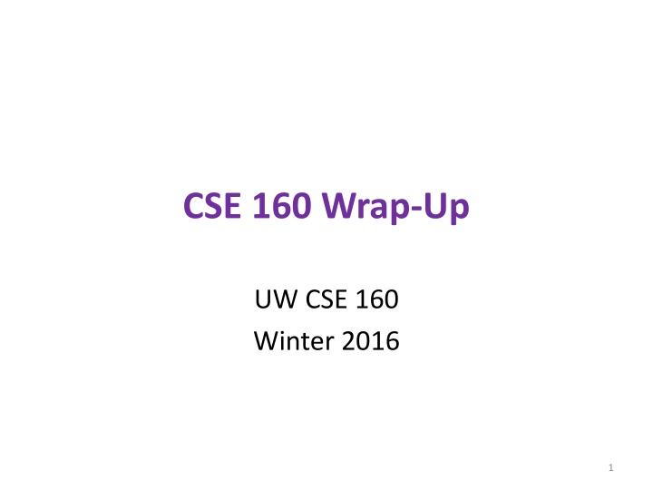 cse 160 wrap up n.w