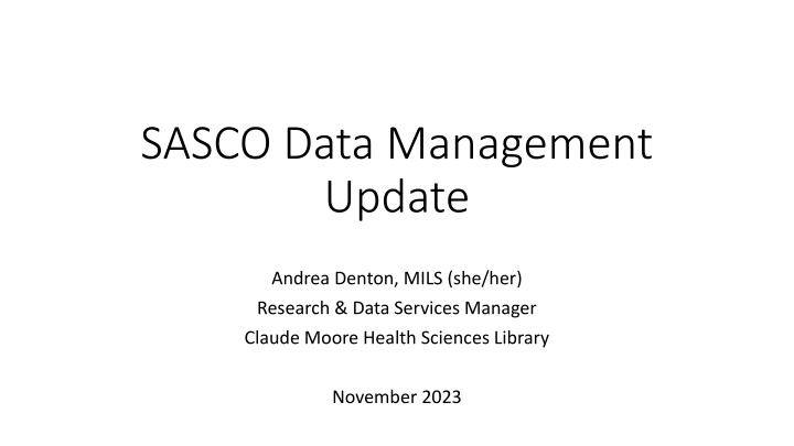 sasco data management update n.w