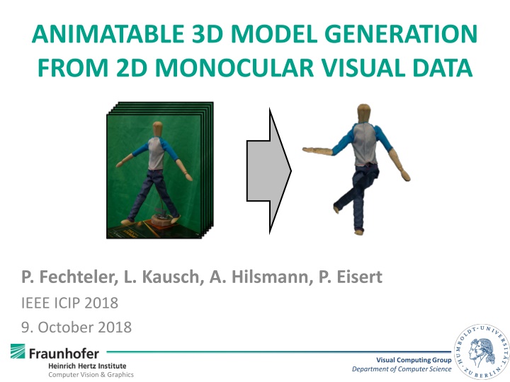 animatable 3d model generation from 2d monocular n.w