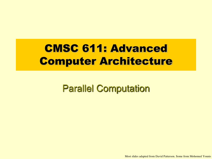 cmsc 611 advanced computer architecture n.w