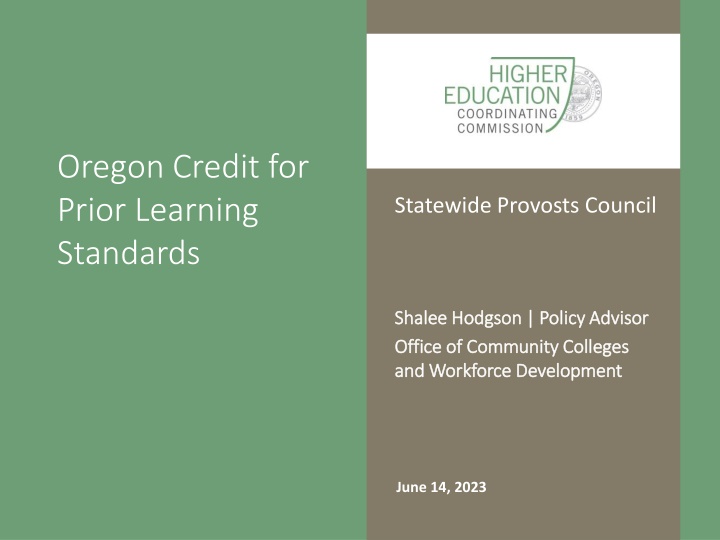 oregon credit for prior learning standards n.w