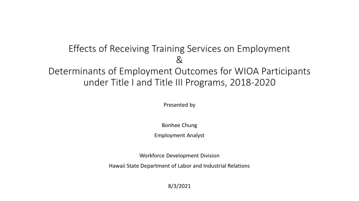 effects of receiving training services n.w