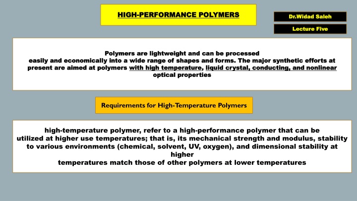 high high performance polymers performance n.w