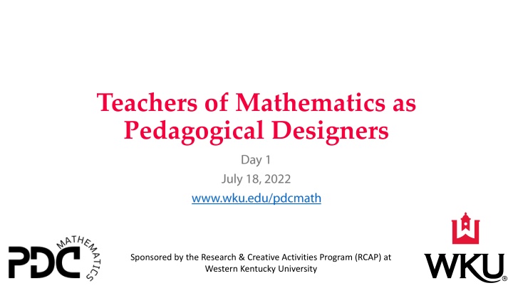 teachers of mathematics as pedagogical designers n.w