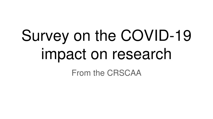 survey on the covid 19 impact on research n.w
