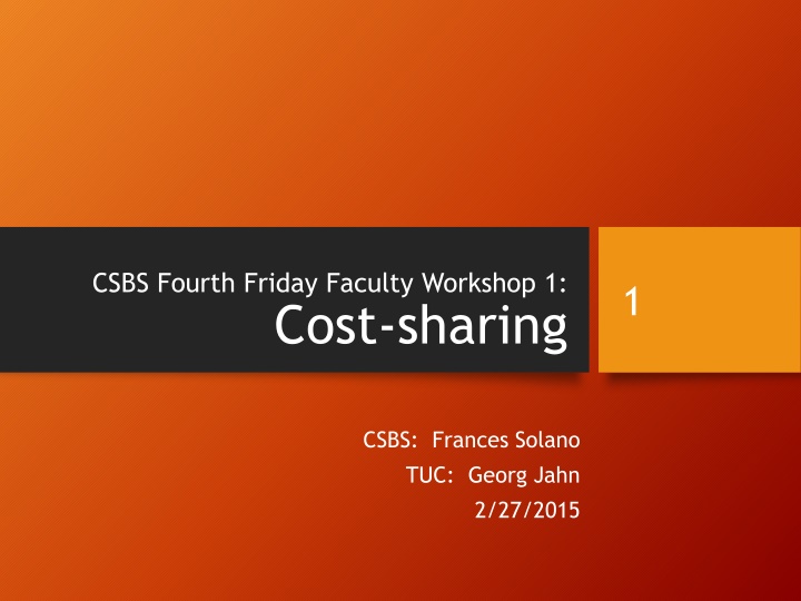 csbs fourth friday faculty workshop 1 cost sharing n.w
