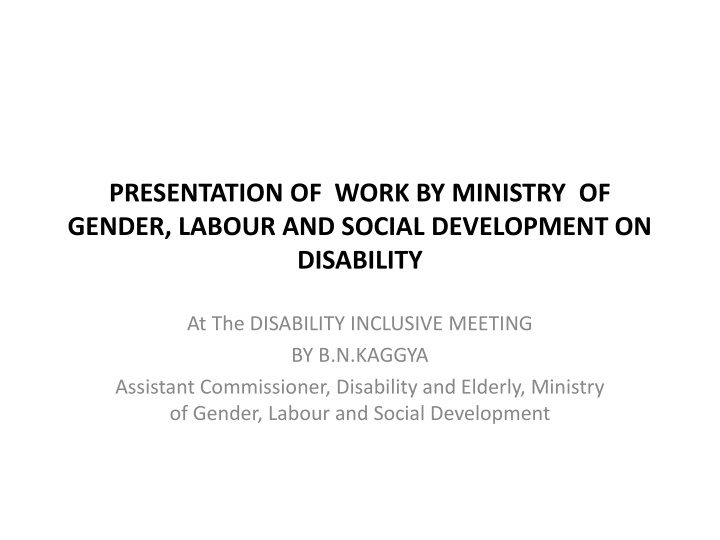 presentation of work by ministry of gender labour n.w