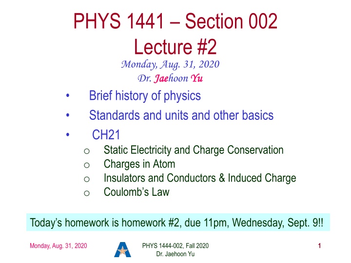 phys 1441 section 002 lecture 2 monday n.w