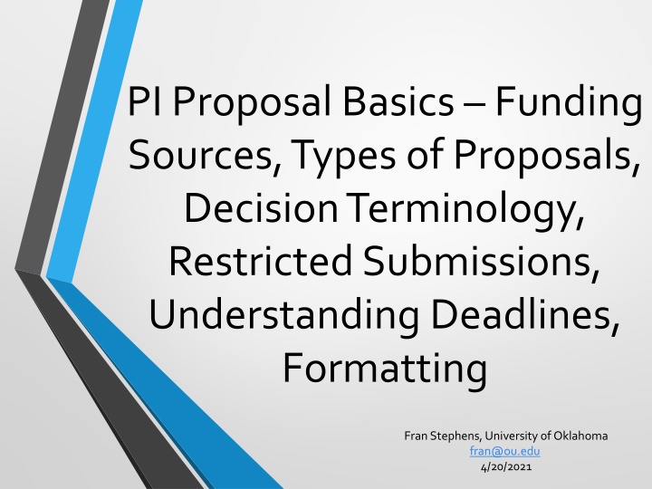 pi proposal basics funding sources types n.w