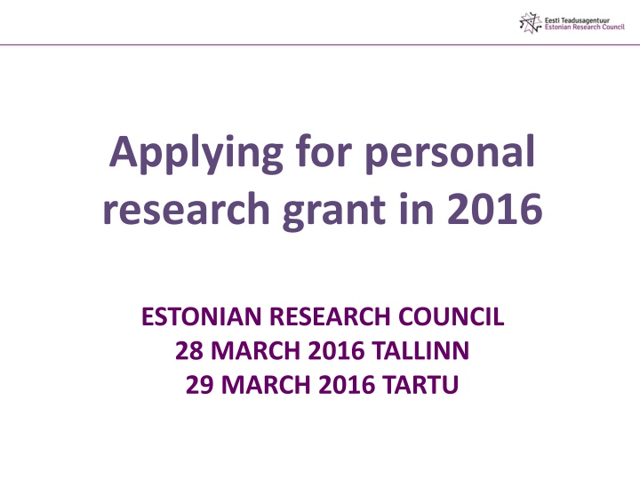 estonian research council 28 march 2016 tallinn n.w