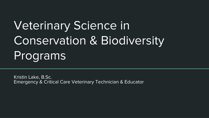 veterinary science in conservation biodiversity n.w