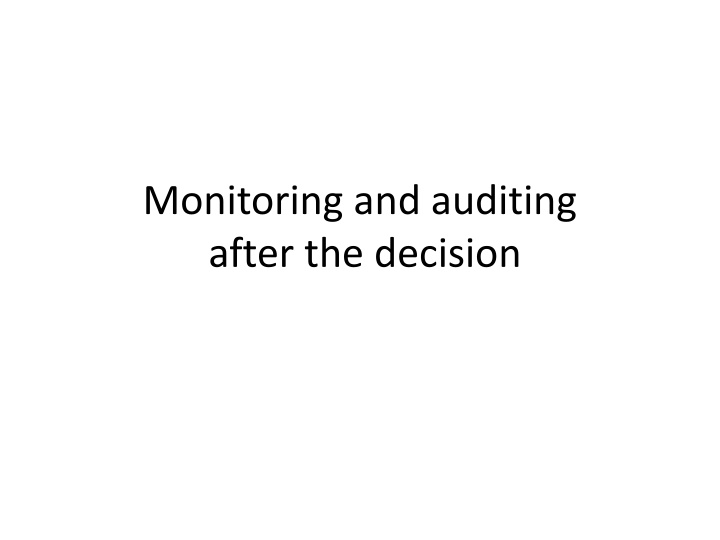 monitoring and auditing after the decision n.w